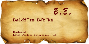 Balázs Béke névjegykártya