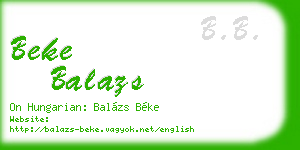 beke balazs business card